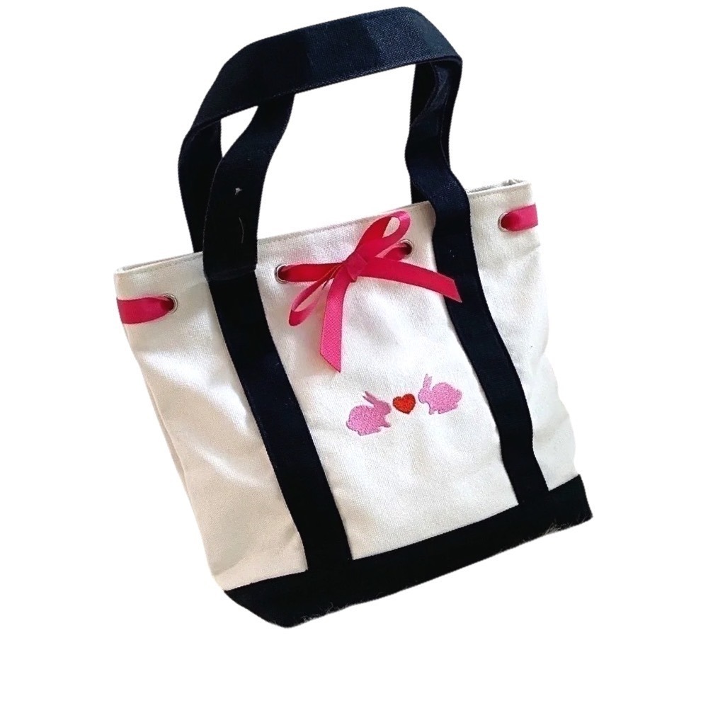 Canvas Preppy Weekend Mini Boat Bag Purse Pink & Black Small New